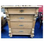 A c.1900 pine dresser base with drawers, 32.75in h