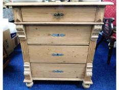 A c.1900 pine dresser base with drawers, 32.75in h