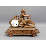 A 19thC. French gilded spelter figurative clock of