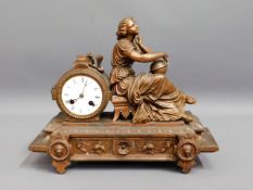 A 19thC. French gilded spelter figurative clock of