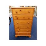 A modern pine chest of six drawers, 44.25in high x