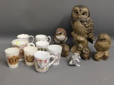 A large Poole pottery owl 12.5in tall, four others