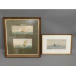 A framed pair of H. Spry watercolours of ship at s