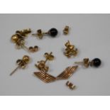 A quantity of 9ct earring & backs, weight 3.1g exc