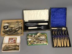 A small selection of mixed plated cutlery sets