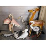 A quantity of decorative metal garden ornaments, d