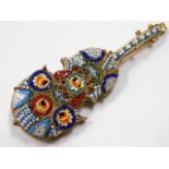 An Italian mosaic gilt brooch in the form of a vio