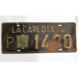 A vintage Argentinian number plate "La Carolota (C