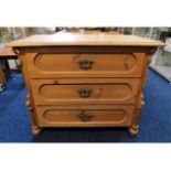 A c.1900 pine dresser base with drawers, 38.5in wi