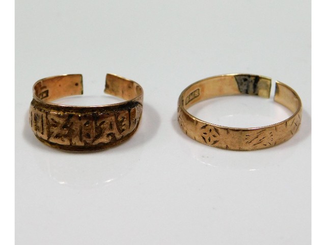 Two 9ct gold rings a/f, 4.9g
