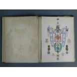 An antique heraldry scrap book with cut outs & han
