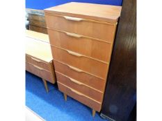 A vintage retro Austinsuite teak chest of six draw