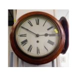 An antique oak cased wall clock, 13in diameter