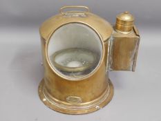 A brass Daveys & Co. London gimbal compass & case,