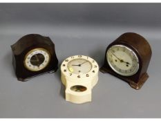 Three bakelite clocks by Smiths, Enfield