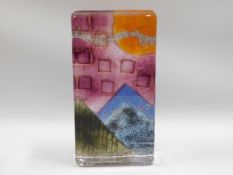 A Sarah Peterson of Caithness art glass block with