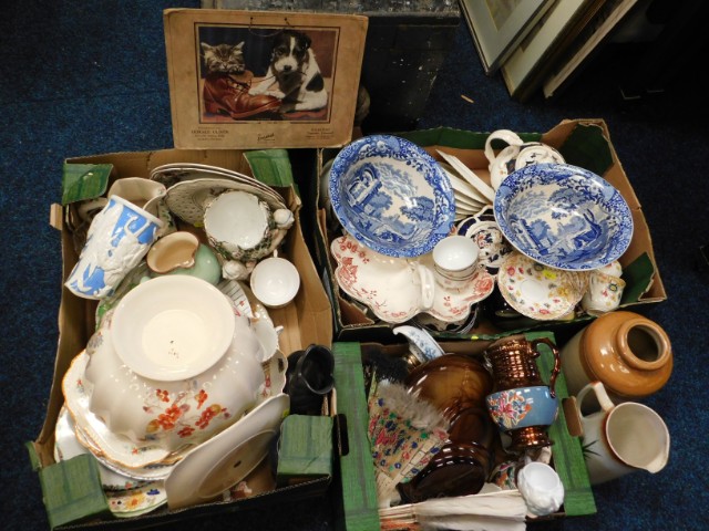 Three boxes of mostly mixed ceramic items includin