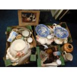 Three boxes of mostly mixed ceramic items includin