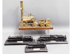 A brass model of Stephenson's Rocket, 10.5in high