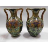 A pair of art nouveau Dutch De Distel faience vase