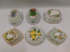 Six decorative Franklin Mint pate/jelly moulds