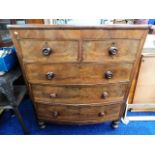 A Victorian bow fronted chest of drawers a/f, 49.2