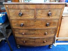 A Victorian bow fronted chest of drawers a/f, 49.2