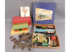 A Hornby tinplate train set with accessories & a l