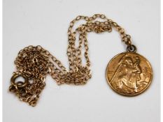 A 9ct gold St. Christopher & chain, 2g