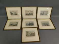 Seven framed antique prints of seafaring interest