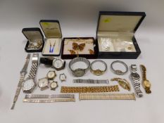 A quantity of mixed wristwatches & other costume i