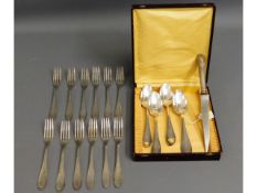 A case of twelve French silver plated serving spoo