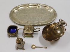 A plated condiment set with other plated wares