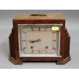 An art deco W. H. May Nottingham mantle clock, 7.2
