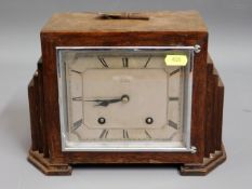 An art deco W. H. May Nottingham mantle clock, 7.2