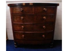 A Victorian bow fronted chest of drawers, 47in wid