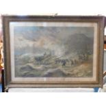 An ornately framed large Victorian print titled "L