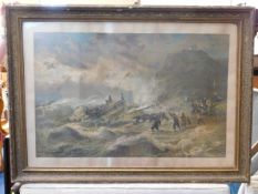 An ornately framed large Victorian print titled "L