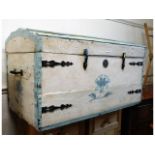 A painted travel trunk, 39in wide x 21.5in high x