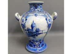 A large, early 20thC. Delft pottery vase, very fai