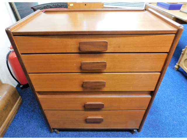 A White & Newton Ltd, Portsmouth retro teak chest
