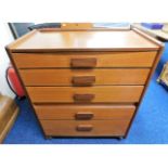 A White & Newton Ltd, Portsmouth retro teak chest