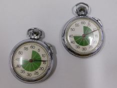 A pair of Ingersoll stop watches, both run as shou