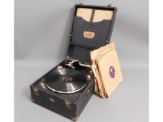 A Meritone gramophone with 78's