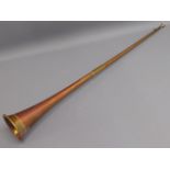 A 19thC. brass & copper coaching horn, 40.375in lo