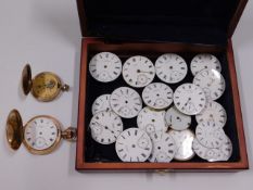 A quantity of enamelled watch dials & movements