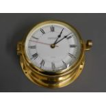 A Vetus brass quartz ships clock, 7.7375in diamete