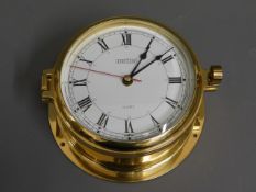 A Vetus brass quartz ships clock, 7.7375in diamete