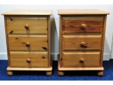 A pair of modern pine bedside drawers, 24.75in hig