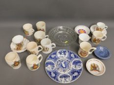 A quantity of mixed commemorative china & glass